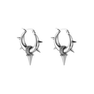 bali hoop pointy chains silver