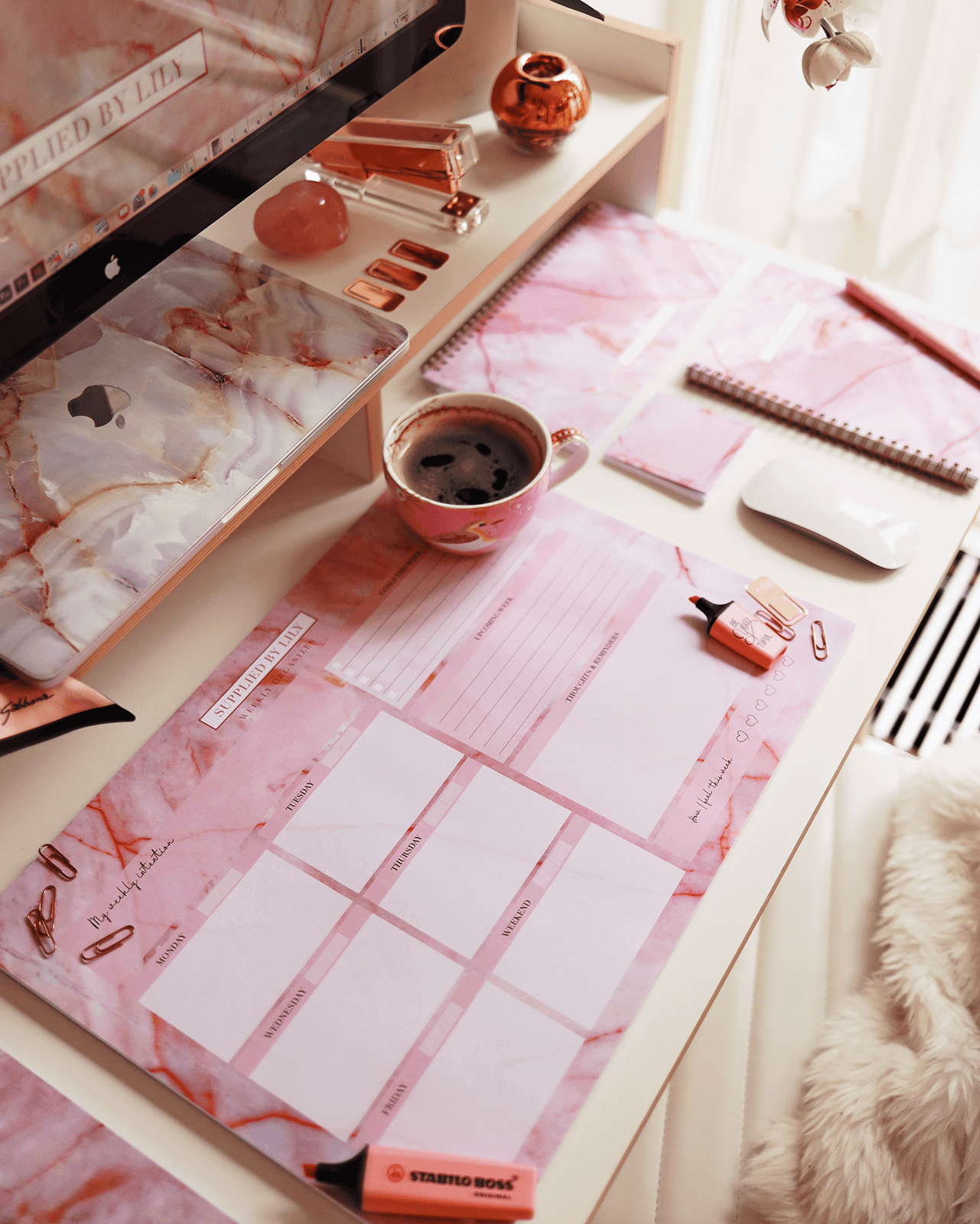 Desk Note Pad in Luxurious Rose Quartz