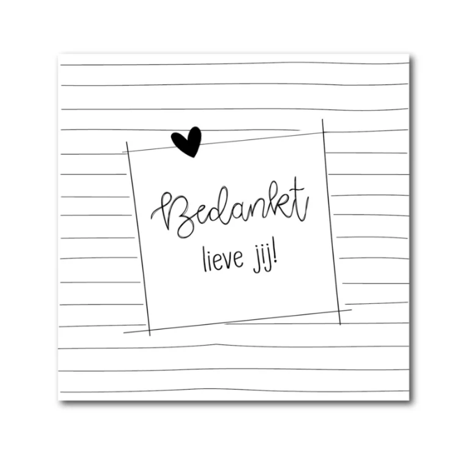 kaart bedankt lieve jij