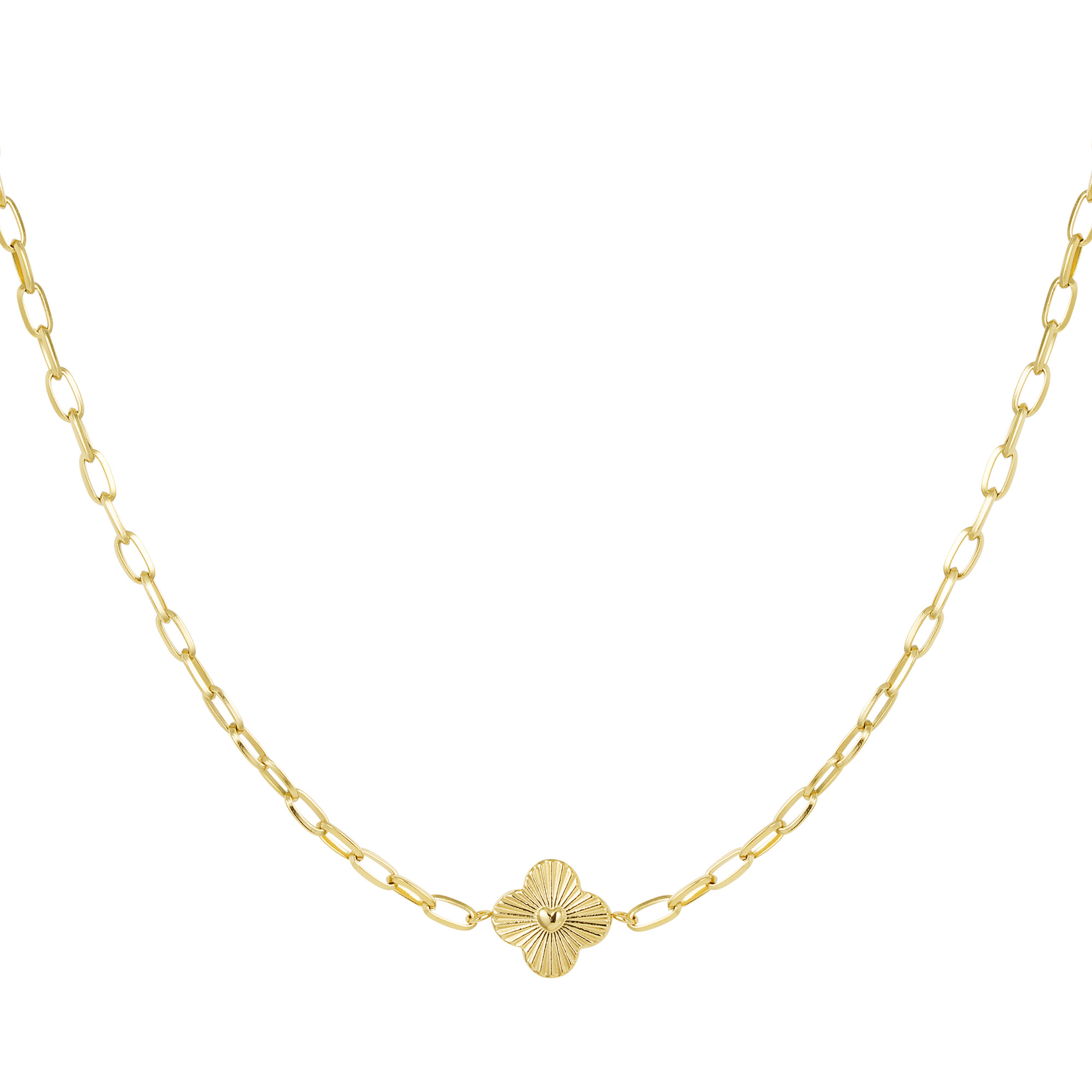 schakelketting met bloem goud
