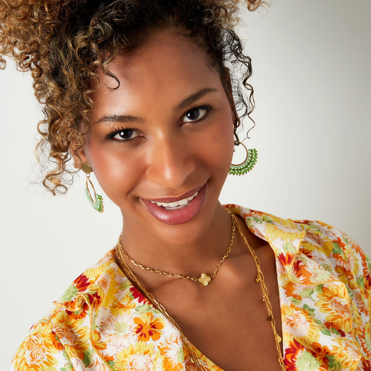 Schakelketting met bloem goud - Afbeelding 2