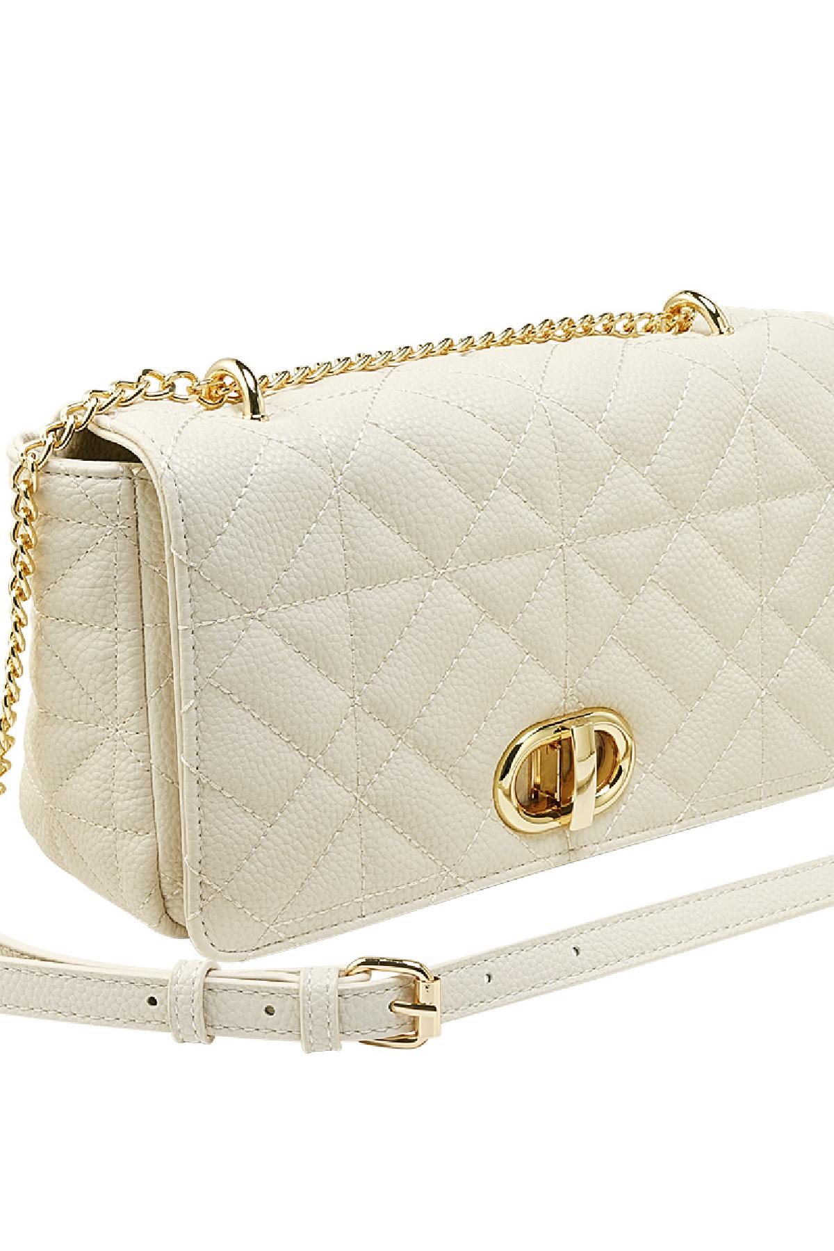 Tas met stiksels en gouden detail Fuchsia PU - Afbeelding 3