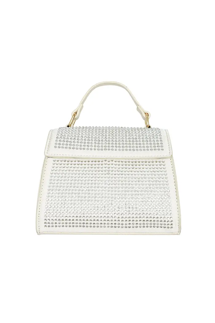 Handtas strass - creme PU